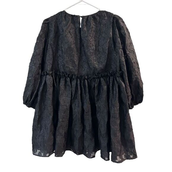 Mable Black Puff Sleeve Whimsical Goth Peplum Tunic Top Size S Withcy Wednesday - Picture 9 of 14